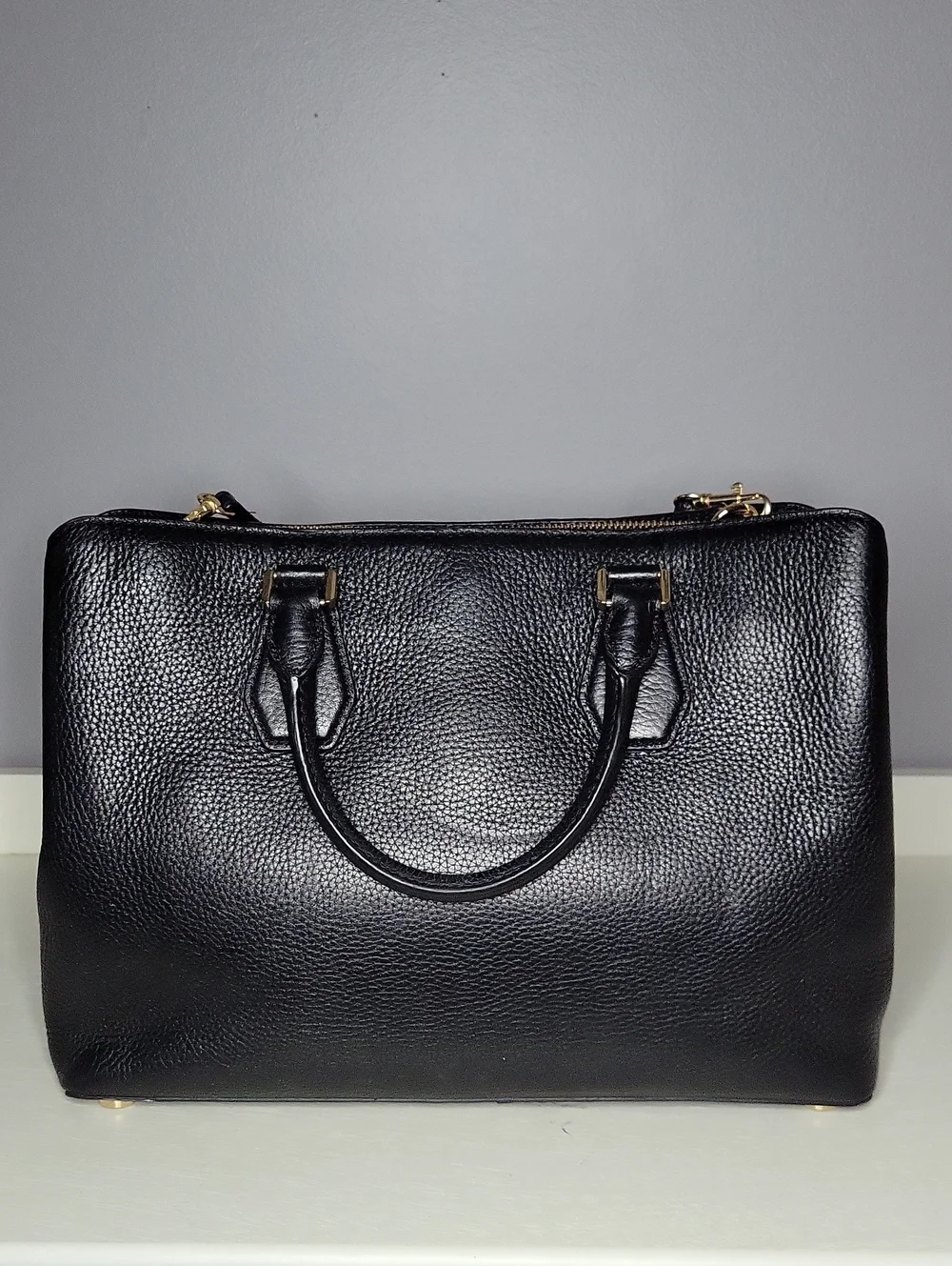 Michael Kors Black Camille Pebbled  Leather Satchel